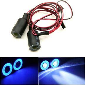MOHERO 2 LEDs Angel Eyes & Demon Eyes LED Light Headlights for 1/10 RC Model Crawler Cars Headlamps (Red+White, 10mm)