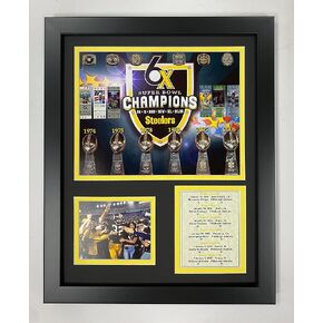 Legends Never Die Pittsburgh Steelers | Franchise Championships | 12"x15" Framed Photo Collage,Black