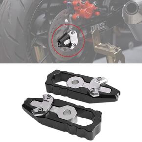 Chain Axle Adjuster Kit, CNC Billet Aluminum Chain Adjuster Tensioner, Motorcycle Chain Adjusting Tool Axle Swingarm Spool for HONDA GROM 2014-2021 (Black)