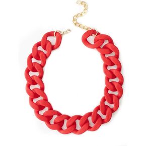 Matte Acrylic Resin Chunky Chain Link Statement Necklace (Turquoise) in Kuwait