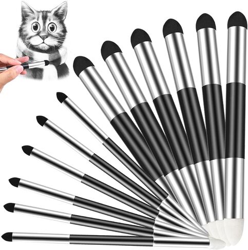 12 Pieces Sketch Blending Sponge Pens Double Headed Washable and Reusable Sketching Wipe Pen, Blending Stumps Drawing Art Blenders for Student Artist Highlighting Shadow Detail Correcting in Kuwait