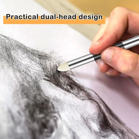 12 Pieces Sketch Blending Sponge Pens Double Headed Washable and Reusable Sketching Wipe Pen, Blending Stumps Drawing Art Blenders for Student Artist Highlighting Shadow Detail Correcting in Kuwait