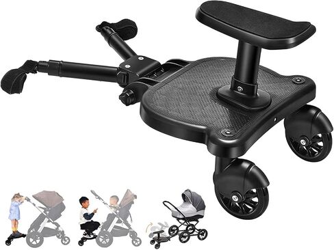 Universal Stroller Board Buggy Board Rider Stroller Glider Board Stroller Board Stroller Standing Platform with Detachable Seat Suitable for Most Brands of Strollers, Holds Children Up to 55lbs in Saudi Arabia