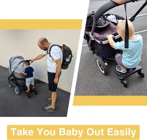 Universal Stroller Board Buggy Board Rider Stroller Glider Board Stroller Board Stroller Standing Platform with Detachable Seat Suitable for Most Brands of Strollers, Holds Children Up to 55lbs in Saudi Arabia