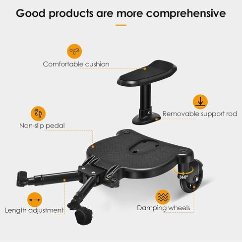 Universal Stroller Board Buggy Board Rider Stroller Glider Board Stroller Board Stroller Standing Platform with Detachable Seat Suitable for Most Brands of Strollers, Holds Children Up to 55lbs in Saudi Arabia