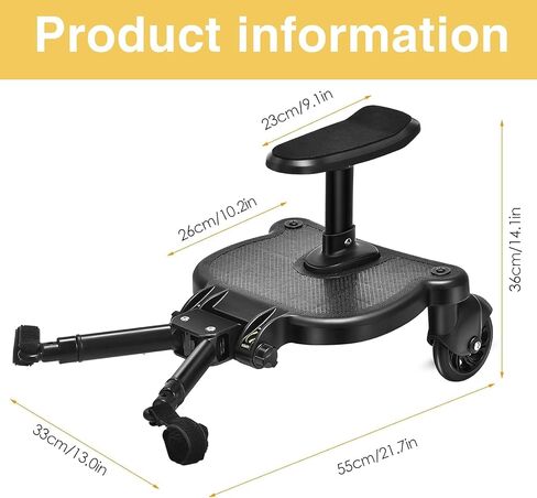 Universal Stroller Board Buggy Board Rider Stroller Glider Board Stroller Board Stroller Standing Platform with Detachable Seat Suitable for Most Brands of Strollers, Holds Children Up to 55lbs in Saudi Arabia