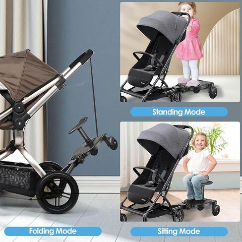 Universal Stroller Board Buggy Board Rider Stroller Glider Board Stroller Board Stroller Standing Platform with Detachable Seat Suitable for Most Brands of Strollers, Holds Children Up to 55lbs in Saudi Arabia