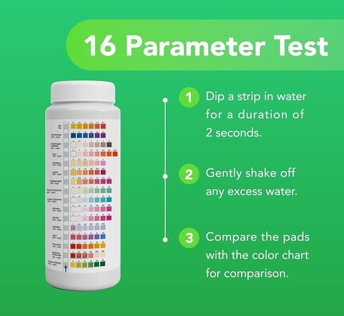 مجموعة أدوات اختبار المياه AquaZenith 17 في 1 - 100 شريط + 2 اختبار للبكتيريا - اختبار منزلي للرصاص والبكتيريا والصلابة والفلورايد والحديد والنحاس ودرجة الحموضة والمزيد - تحليل جودة مياه الآبار والصنبور بسهولة in Kuwait