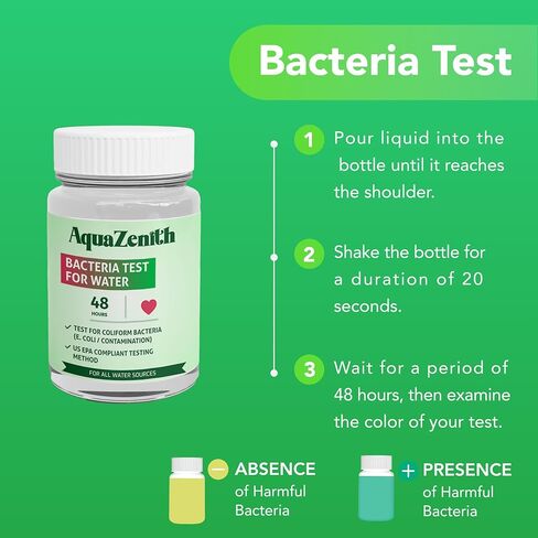 مجموعة أدوات اختبار المياه AquaZenith 17 في 1 - 100 شريط + 2 اختبار للبكتيريا - اختبار منزلي للرصاص والبكتيريا والصلابة والفلورايد والحديد والنحاس ودرجة الحموضة والمزيد - تحليل جودة مياه الآبار والصنبور بسهولة in Kuwait