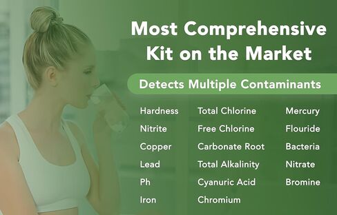 مجموعة أدوات اختبار المياه AquaZenith 17 في 1 - 100 شريط + 2 اختبار للبكتيريا - اختبار منزلي للرصاص والبكتيريا والصلابة والفلورايد والحديد والنحاس ودرجة الحموضة والمزيد - تحليل جودة مياه الآبار والصنبور بسهولة in Kuwait