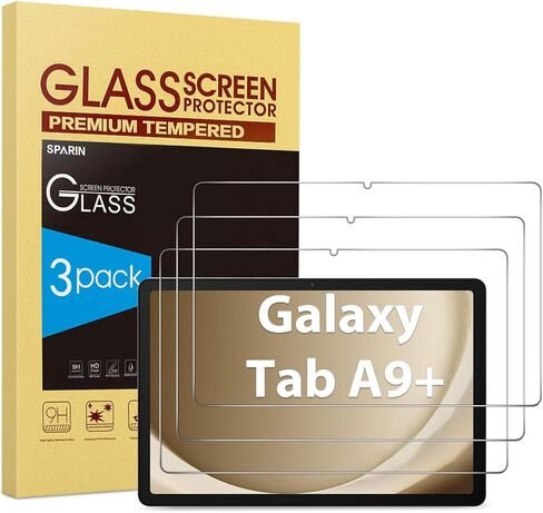 واقي شاشة SPARIN مكون من 3 قطع لجهاز Samsung Galaxy Tab A9 Plus 11 بوصة 2023، واقي شاشة للكمبيوتر اللوحي من الزجاج المقوى لجهاز Galaxy Tab A9+ 5G (SM-X210/X216/X218)، صديق للحافظة، مضاد للخدش in Kuwait
