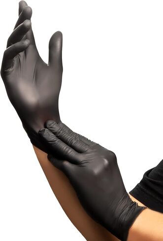 HALYARD BLACK-FIRE Nitrile Exam Gloves w/QUICK CHECK, Breach Detection, Powder-Free, 5.5 mil, 9.5", Black/Orange in Saudi Arabia