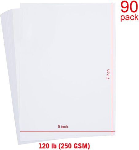 SUMERX 90 ورقة ألوان مائية، ورق فني جاهز للقص بوزن 120 رطل للأطفال، ورق رسم بالألوان المائية بالضغط البارد مقاس 5 × 7 بوصات للطلاب البالغين، أبيض طبيعي in Kuwait