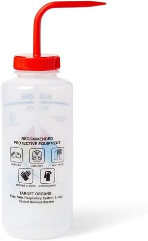 United Scientific™ UniSafe™ Acetone Vented Wash Bottle, 1000 mL, Designed for use in the Laboratory, Classroom, or Home, Pack of 4, LDPE in Kuwait