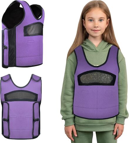 Compression Vest for Kids (Large, Ages 10+) Weighted Vest for Kids Including 6 Removable Weights Purple in Saudi Arabia