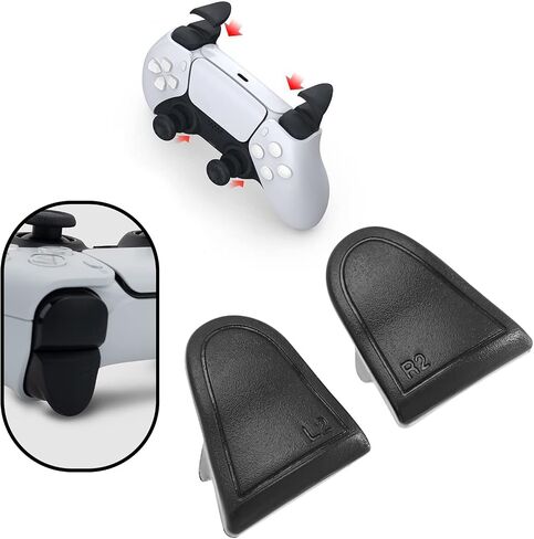 The Lord of the Tools زوجان من أزرار مساعد إيقاف الزناد المتوافقة مع وحدة تحكم PS5 L2 R2 Trigger Pad Joystick Extender Triggers Buttons ABS أسود in Saudi Arabia