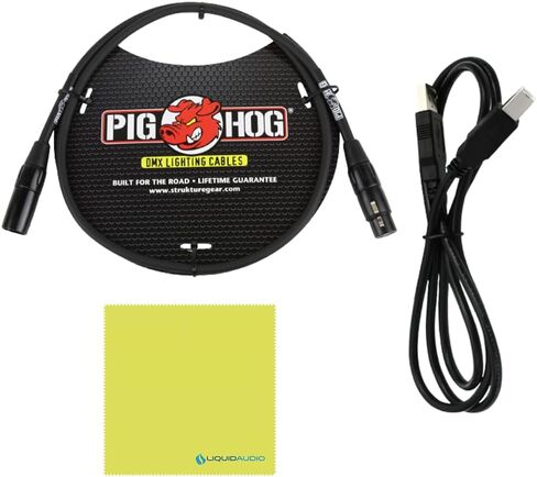 Enttec Open DMX USB 70303 أداة التحكم في واجهة الإضاءة (مصدر مفتوح/أجهزة) حزمة كابل إضاءة DMX ذو 3 سنون مع قطعة قماش لتلميع الصوت السائل in Saudi Arabia