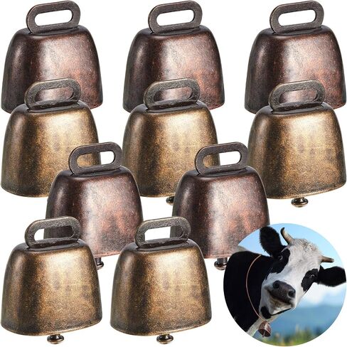 Ripeng Cow Horse Sheep Grazing Copper Bells Small Brass Bells Cattle Goat Farm Loud Bronze Bell Long Distance Horse Sheep Iron Bells for Christmas Decoration, 2 Colors (10 Pieces) in Saudi Arabia