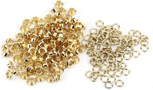 100 Sets Metal Eyelets Grommet Kit,5mm Hole Grommets Eyelets for Canvas Clothes and Leather DIY Craft,2 Colors(Gold) in Saudi Arabia