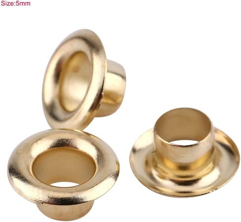 100 Sets Metal Eyelets Grommet Kit,5mm Hole Grommets Eyelets for Canvas Clothes and Leather DIY Craft,2 Colors(Gold) in Saudi Arabia