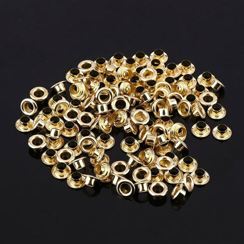100 Sets Metal Eyelets Grommet Kit,5mm Hole Grommets Eyelets for Canvas Clothes and Leather DIY Craft,2 Colors(Gold) in Saudi Arabia