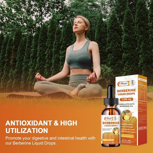 Alliwise Berberine Supplement Liquid Drops with Ceylon Cinnamon, Bitter Melon for Immune System & Digestive System Supports -Premium Berberine 1500mg with Pure Ceylon Cinnamon -2 Fl Oz in Kuwait