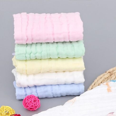 WEBGGER Baby Washcloths Natural Cotton Kids Wipes Soft Newborn Baby Face Towel Shower Cloth, 5 Pack 12x12 inches (Multicolored) in Saudi Arabia