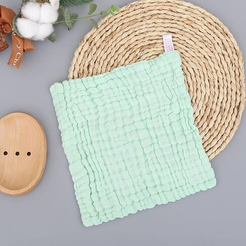 WEBGGER Baby Washcloths Natural Cotton Kids Wipes Soft Newborn Baby Face Towel Shower Cloth, 5 Pack 12x12 inches (Multicolored) in Saudi Arabia