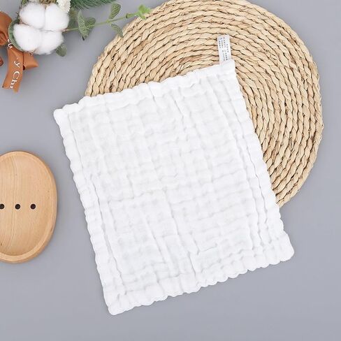 WEBGGER Baby Washcloths Natural Cotton Kids Wipes Soft Newborn Baby Face Towel Shower Cloth, 5 Pack 12x12 inches (Multicolored) in Saudi Arabia