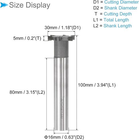 قاطعات طحن CoCud T-Slot، 6 مزامير 1.18 بوصة قطر القطع 0.2 بوصة عمق، طرف كربيد التنجستن المستقيم مطحنة نهاية T-(التطبيقات: لطحن النحاس) in Saudi Arabia
