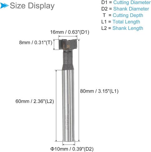 CoCud T-Slot Milling Cutters, 4 Flutes 0.6" Cutting Dia 0.3" Depth, Straight Tungsten Carbide Tip T-Slot End Mill - (Applications: for Copper Milling) in Saudi Arabia
