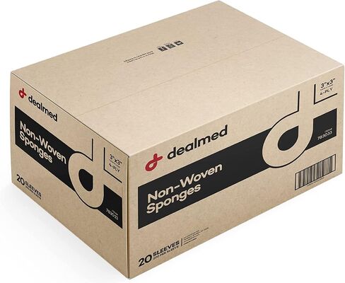 Dealmed 3x3 Non-Woven Gauze Sponges - 4-Ply Non-Sterile - 200 Count(4 Pack) in Saudi Arabia