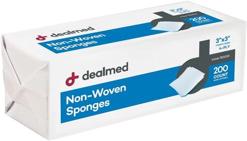 Dealmed 3x3 Non-Woven Gauze Sponges - 4-Ply Non-Sterile - 200 Count(4 Pack) in Saudi Arabia