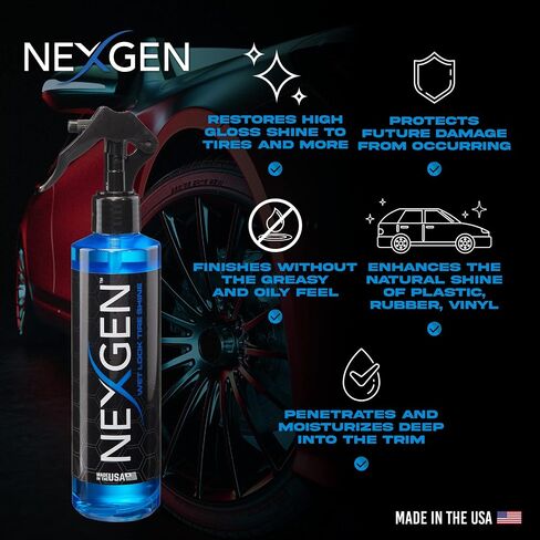 ملمع الإطارات ذو المظهر الرطب من Nexgen - تلبيس ممتاز قائم على الزيت - لمسة نهائية شديدة اللمعان وحماية للإطارات - 16 أونصة in Kuwait