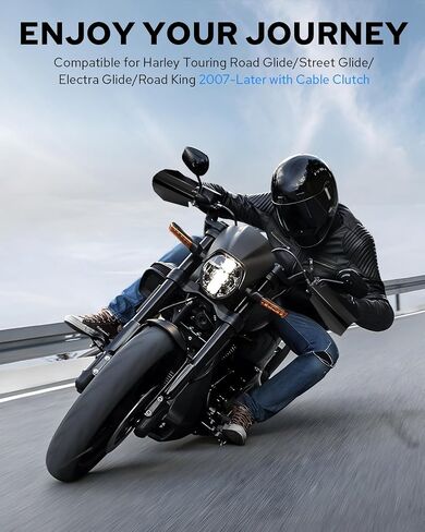 واقيات اليد للدراجة النارية من Benlari، قطع التابوت، واقيات يد سوداء كبيرة متوافقة مع Harley 2007-2021 2022 2023 2024 Touring Road Glide/Street Glide/Electra Glide/Road King مع قابض الكابل in Saudi Arabia