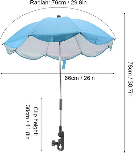 Baby Stroller Parasol, 14in Universal Umbrella with Clamp, 360 Degree Adjustable UV Protection Stroller Sun Shade, Waterproof Umbrella for Trolley, Bike, Wheelchair, Beach Chair (1#) in Saudi Arabia