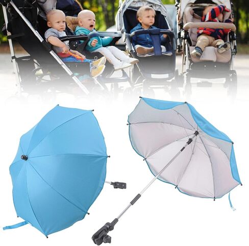 Baby Stroller Parasol, 14in Universal Umbrella with Clamp, 360 Degree Adjustable UV Protection Stroller Sun Shade, Waterproof Umbrella for Trolley, Bike, Wheelchair, Beach Chair (1#) in Saudi Arabia