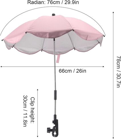 Baby Stroller Parasol, 14in Universal Umbrella with Clamp, 360 Degree Adjustable UV Protection Stroller Sun Shade, Waterproof Umbrella for Trolley, Bike, Wheelchair, Beach Chair (1#) in Saudi Arabia