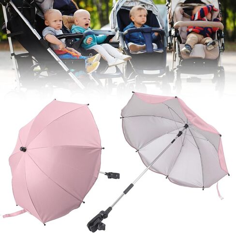 Baby Stroller Parasol, 14in Universal Umbrella with Clamp, 360 Degree Adjustable UV Protection Stroller Sun Shade, Waterproof Umbrella for Trolley, Bike, Wheelchair, Beach Chair (1#) in Saudi Arabia