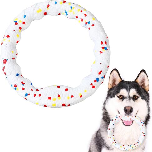 Foilswirl Dog Ring Toy لعبة مضغ الكلب للمضغ العدواني حلقات التسنين للاسترخاء التفاعلية للكلاب حلقة اللعب المياه العائمة تدريب الكلاب حلقة الكلب أقراص الطيران خفيفة الوزن رمي، اصطياد in Kuwait