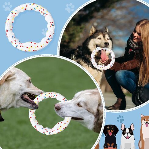 Foilswirl Dog Ring Toy لعبة مضغ الكلب للمضغ العدواني حلقات التسنين للاسترخاء التفاعلية للكلاب حلقة اللعب المياه العائمة تدريب الكلاب حلقة الكلب أقراص الطيران خفيفة الوزن رمي، اصطياد in Kuwait