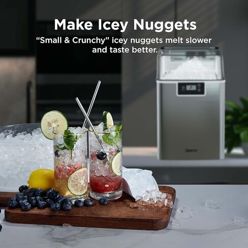 Silonn Compact Nugget Ice Maker，44lbs/Day Pellet Ice Maker Machine with Timer & Self-Cleaning Function, Portable Countertop Ice Maker for Home, Office, Bar, Perfect for Cocktails & Smoothies in Saudi Arabia