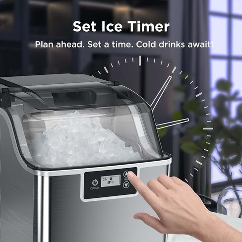 Silonn Compact Nugget Ice Maker，44lbs/Day Pellet Ice Maker Machine with Timer & Self-Cleaning Function, Portable Countertop Ice Maker for Home, Office, Bar, Perfect for Cocktails & Smoothies in Saudi Arabia