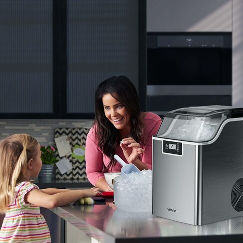Silonn Compact Nugget Ice Maker，44lbs/Day Pellet Ice Maker Machine with Timer & Self-Cleaning Function, Portable Countertop Ice Maker for Home, Office, Bar, Perfect for Cocktails & Smoothies in Saudi Arabia