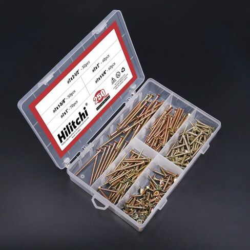 Hilitchi 250-Pcs #7 Phillips Bugle Head Coarse Thread Drywall Screw Assortment Kit, Carbon Steel Zinc Plated, Ideal Screw for Drywall Sheetrock, Wood, and More in Saudi Arabia