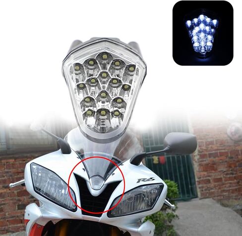 GUAIMI 12 LED Clear/Smoke Lens Center Light Pilot Light Windscreen 3rd Eyes for YZF-R6 2006-2007-Black in Saudi Arabia