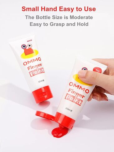 طلاء أصابع قابل للغسل من أومو للأطفال الصغار، 6 ألوان × 2.1 أونصة سائلة × 60 مل، طلاء أصابع غير سام لمستلزمات الرسم الفنية للأطفال (6 ألوان) in Kuwait