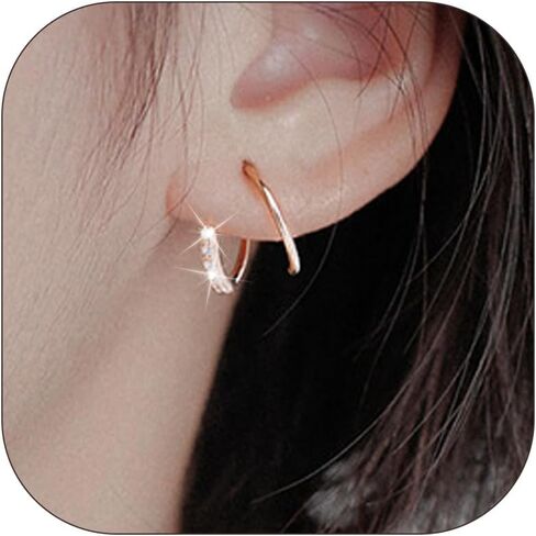 Double Hoop Earrings for Single Piercing for Women Silver Double Twist Hoop Earrings Gold Threader Earrings Adjustable Spiral Cartilage Earrings Dainty Hoop Cute Double Piercing Earrings Jewelry Gifts in Saudi Arabia