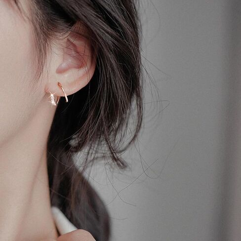 Double Hoop Earrings for Single Piercing for Women Silver Double Twist Hoop Earrings Gold Threader Earrings Adjustable Spiral Cartilage Earrings Dainty Hoop Cute Double Piercing Earrings Jewelry Gifts in Saudi Arabia