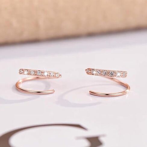 Double Hoop Earrings for Single Piercing for Women Silver Double Twist Hoop Earrings Gold Threader Earrings Adjustable Spiral Cartilage Earrings Dainty Hoop Cute Double Piercing Earrings Jewelry Gifts in Saudi Arabia